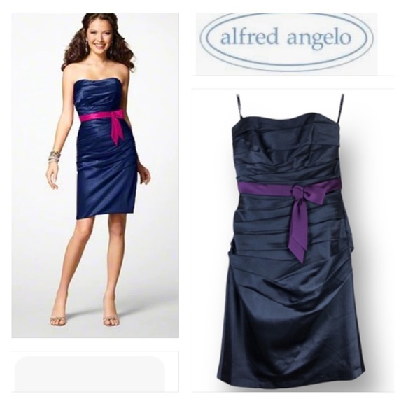 ALFRED ANGELO Little Black Cocktail Satin Rushed Dress Size 0 - Picture 3 of 9